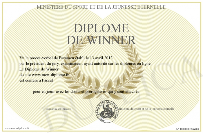 diplome winner